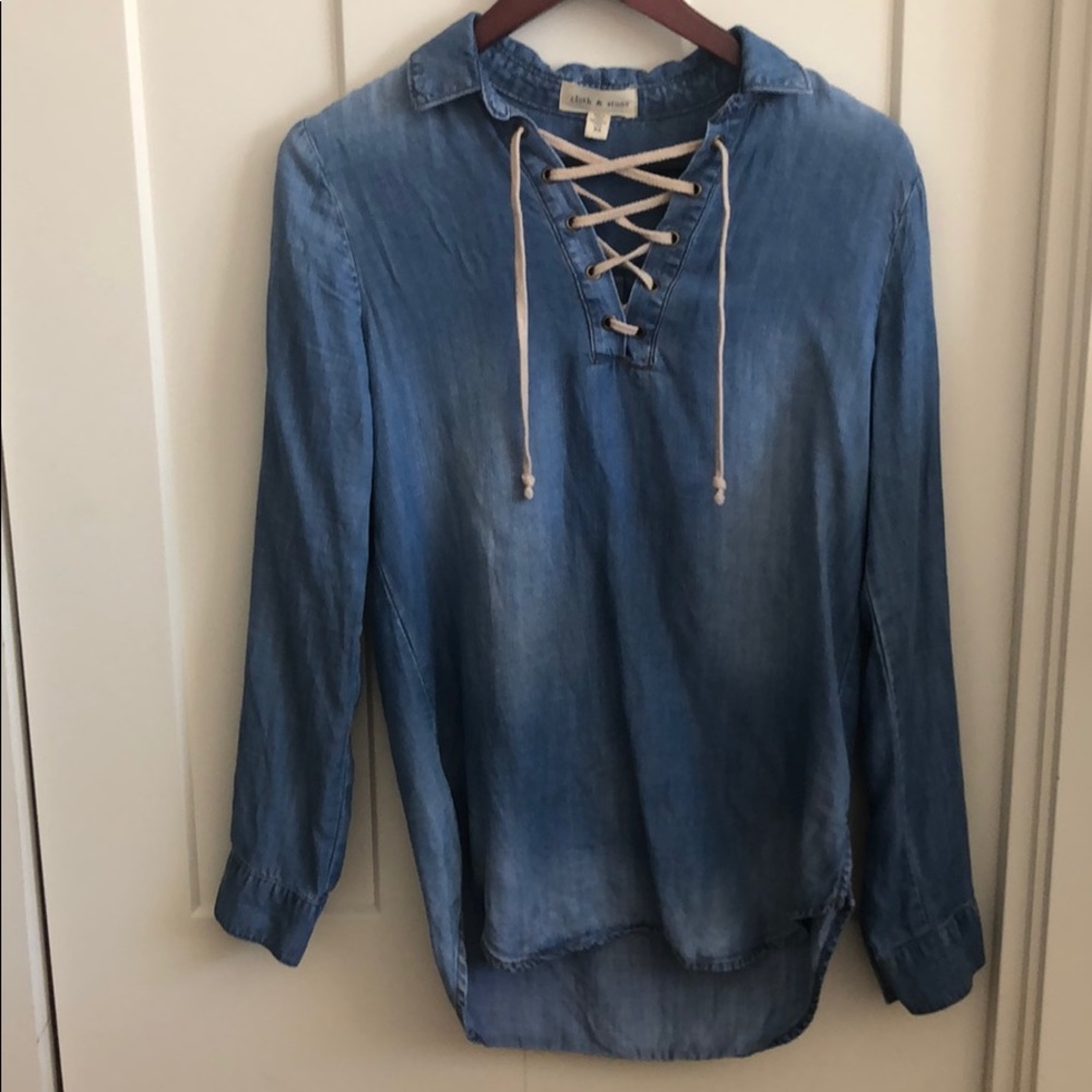 Chambray pullover shirt